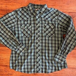 Vintage Wrangler Pearl Snap Buttons Western Rodeo Plaid Chest Pockets Shirt